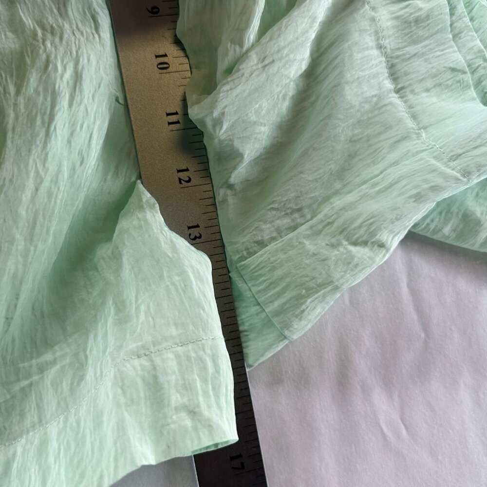House of Harlow 1960 Crinkle Shorts Women L Drawstring Waist Relaxed Light Green - Picture 4 of 12